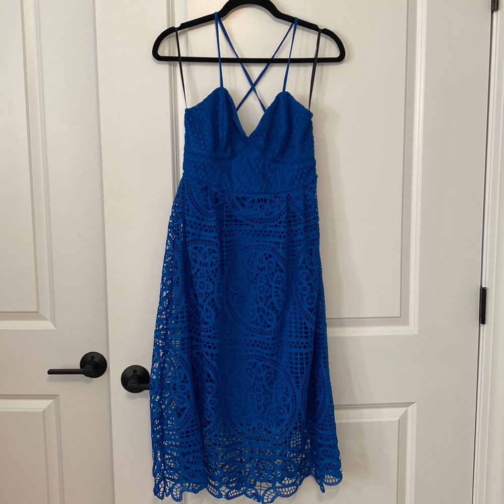 Lulus Royal Blue Lace Midi Dress